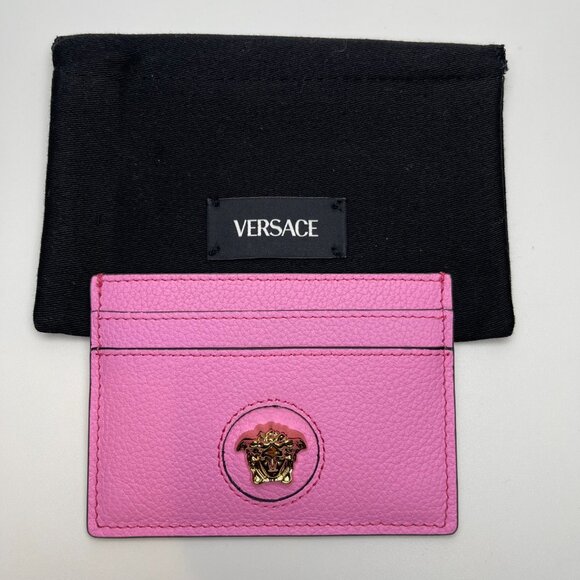 Versace Mini Medusa Pink Paradise Grainy Leather Slim Card Case - NWOT - Picture 3 of 6